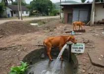 queda de animal em adutora